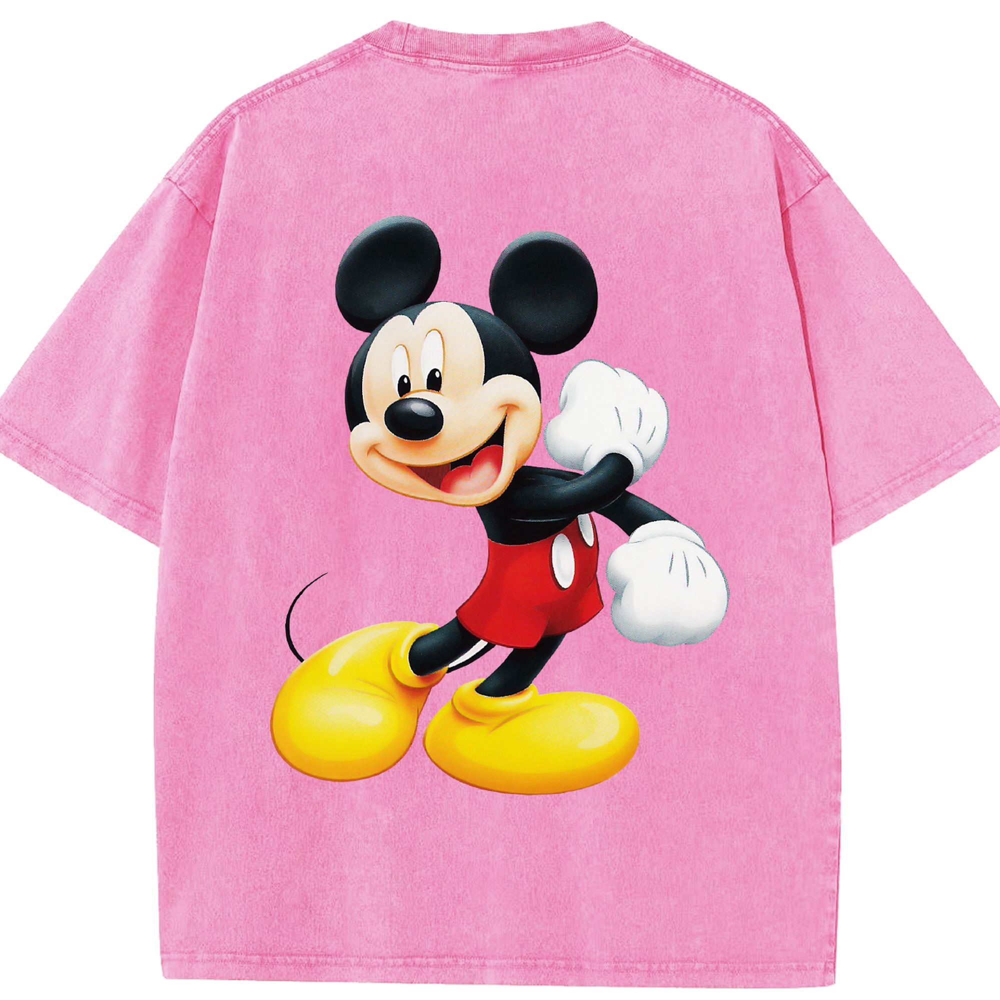 （画像用） ミッキーマウス Mickey Mouse 綿100% ヴィンテージ風 半袖Tシャツ（背面プリント）